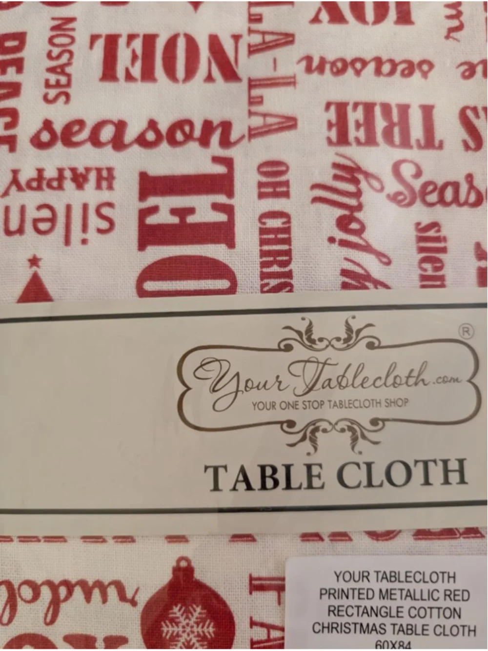 Your Tablecloth Christmas Table , Rectangle 60x84 White Red